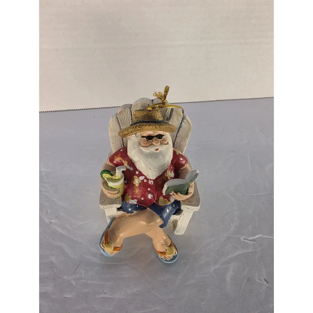 The Ganz Collection Beach Santa in Adirondack Chair Christmas Ornament Tropical